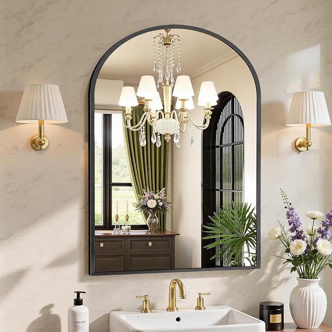 Sweetcrispy 38"x30" Arched Black Bathroom Mirrors by Sweetcrispy