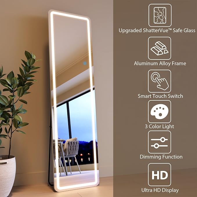 Full Length Mirror with LED Lights, LED Mirrors Full Length Floor Mirror Full - Image 3