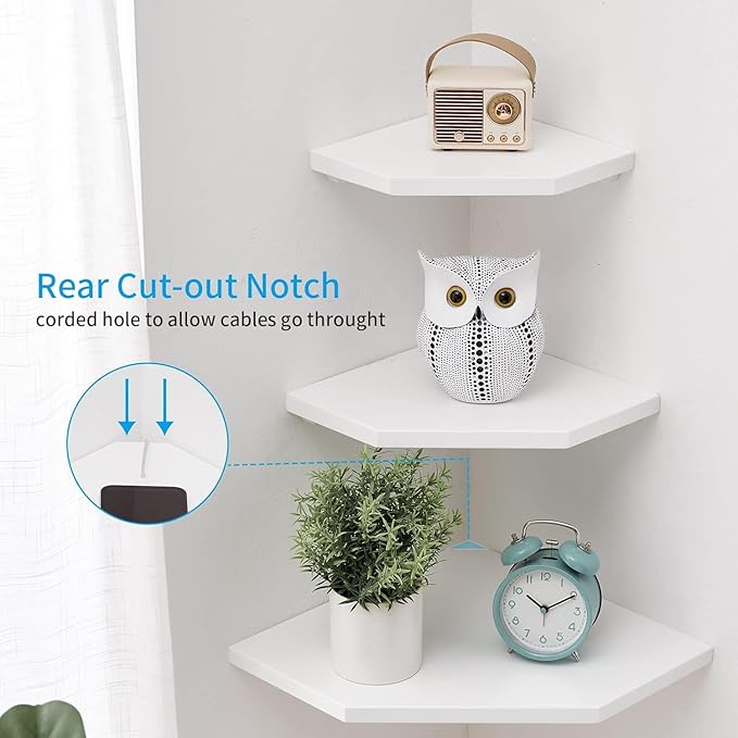 Corner Wall Shelves, Corner Floating Shelves Set of 2 Solid Oak Wood Display - Image 4