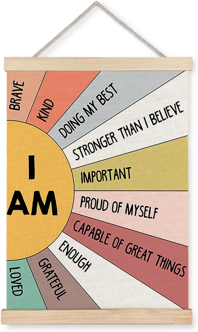 Supwhd Affirmation Wall Decor for Kids Boys Girls, I am Kind I am Brave by Homedecoration
