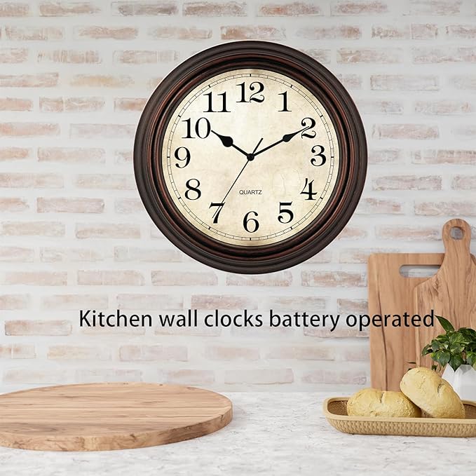Wall Clock, 12 Inch Silent Non Ticking Battery Operated Clocks, Decorative - Image 4