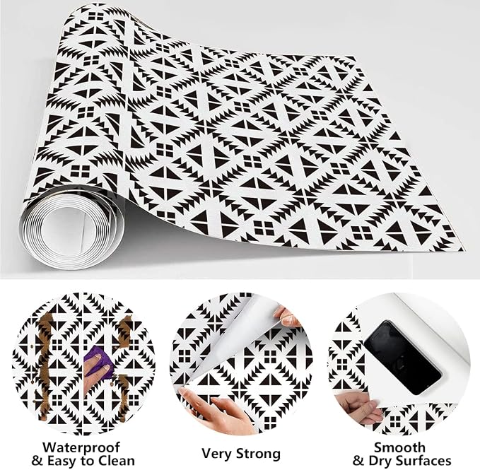 Jeweluck Black and White Peel and Stick Wallpaper Black and White Removable - Image 4