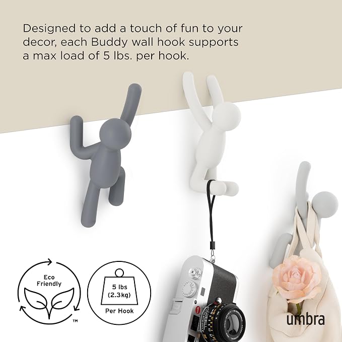 Umbra Buddy Wall Hooks – Decorative Wall Mounted Coat Hooks - Image 5