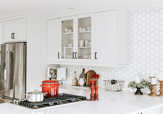 White Wallpaper Kitchen Backsplash Peel and Stick Wallpaper 197"×17.3" White - Image 4
