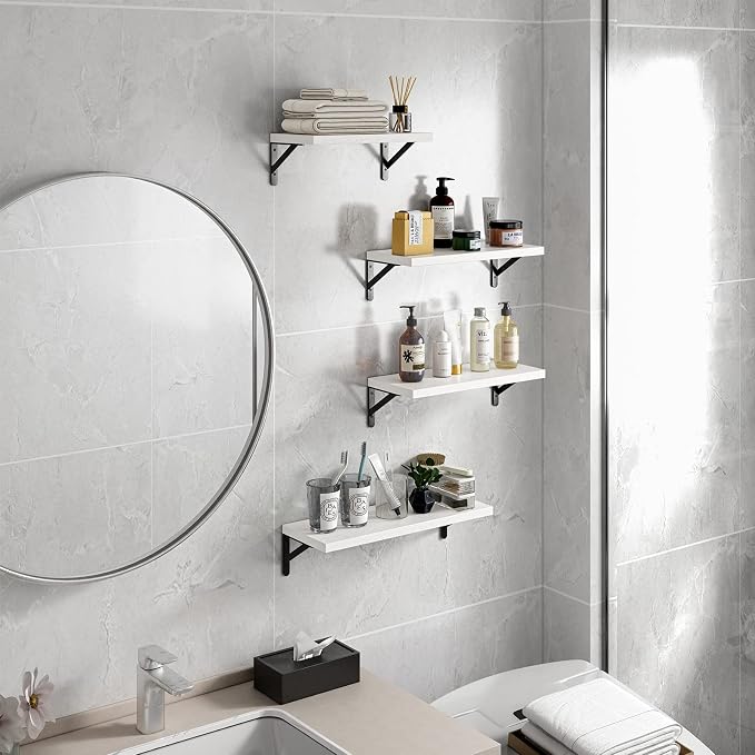 YGEOMER Floating Shelves for Wall, Different Sizes White Wall Shelves for - Image 7
