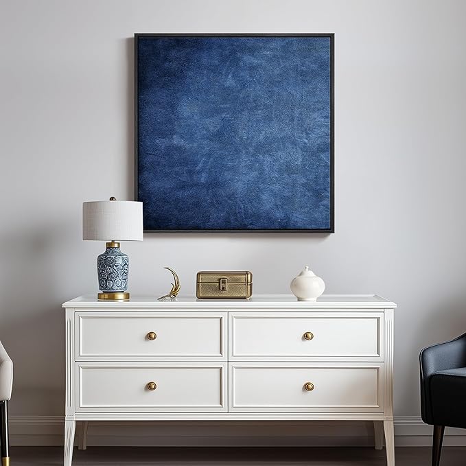 Large Framed Navy Blue Abstract Wall Art - Image 5