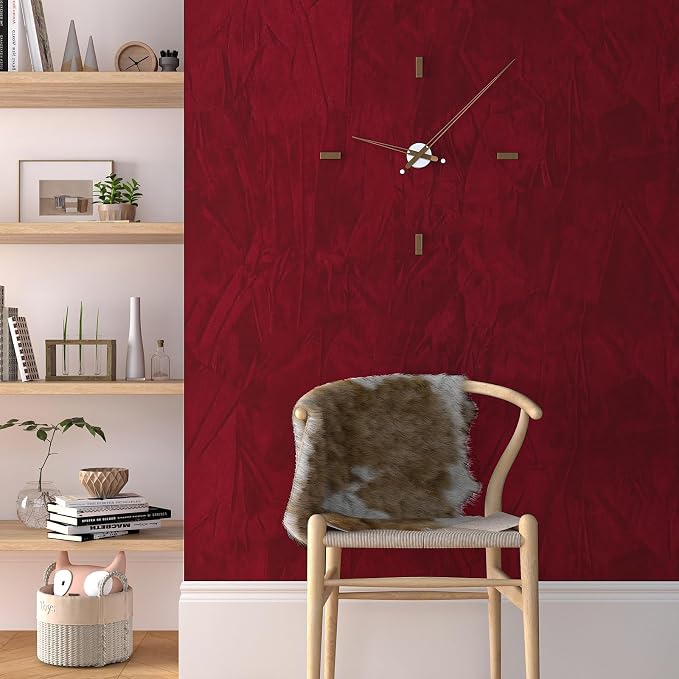 30"x317" Large Size Dark Red Contact Paper Self Adhesive Velvet Wallpaper Peel - Image 9