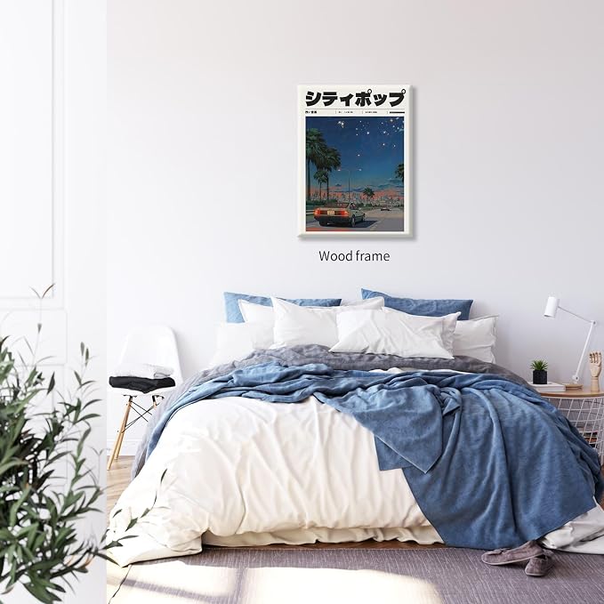 Vintage Japanese Framed Wall Art 90s Vaporwave Aesthetic Print Asian Music - Image 3