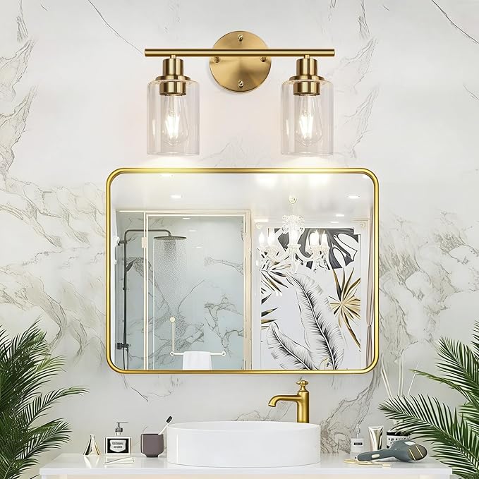 Zarbitta 2-Light Bathroom Light Fixtures, Brushed Gold Vanity Light, Modern - Image 6