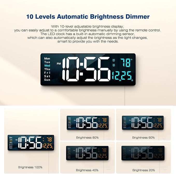 Abovsare 16.2 Inch Large Display Wall Clocks, LED Digital Clock - Image 5