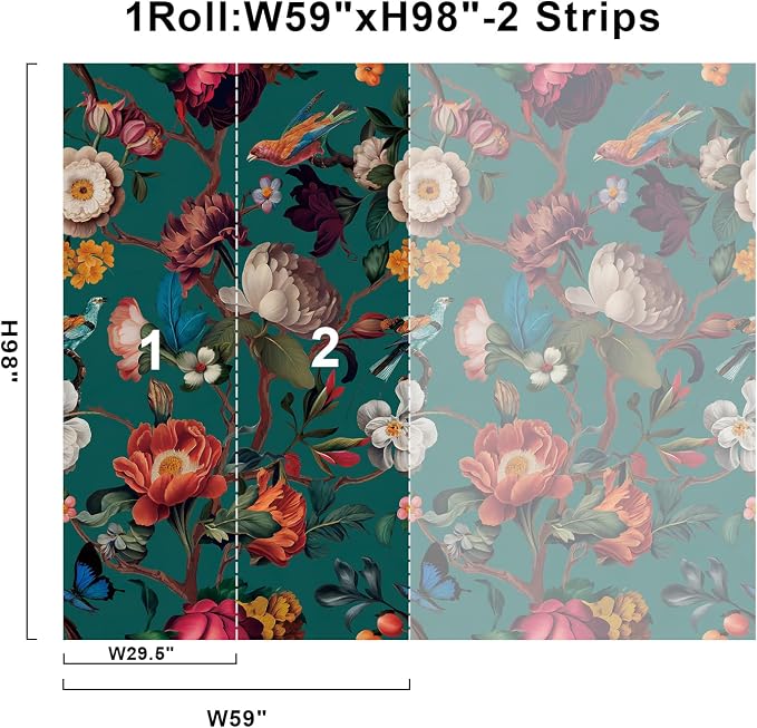 Zeeko Floral Peel and Stick Wallpaper Removable Mural Vintage Wallpaper - Image 7