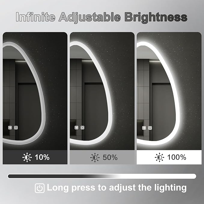 16x24 LED Bathroom Mirror with Lights Irregular, Lighted Bathroom Vanity Mirror - Image 3