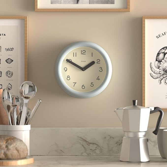 JONES CLOCKS® Fuze wall Clock | Small Round Clock | Pale Blue | Playful Modern - Image 2