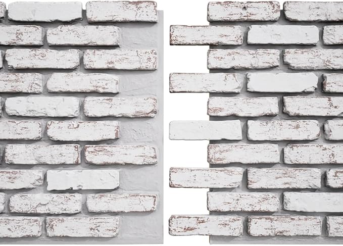 EverStone Aged Brick Faux Brick Panel, 46 7/8"W x 27"H x 1 1/4"D, Rustic White - Image 8