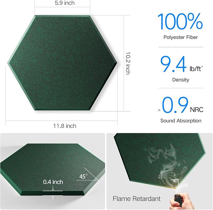 12 Pack Self-Adhesive Acoustic Panels 12" X 10" X 0.4" - Image 3
