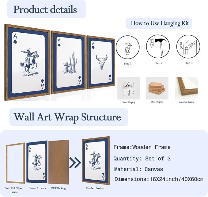 Western Wall Art Set of 3 - Image 2