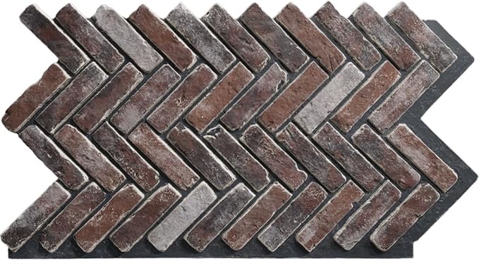 EverStone Herringbone Faux Brick Panel, 46 1/2"W x 25 1/4"H x 1"D, Moon Rock by EkenaMillwork