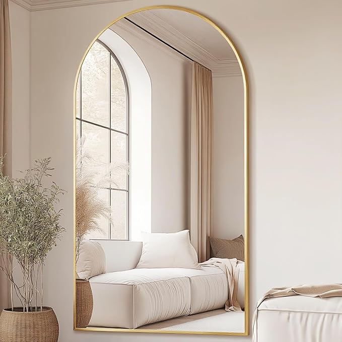 Prywot Full Length Mirror, Oversized 78"x38" Arched-Top Floor Mirror, Free - Image 3