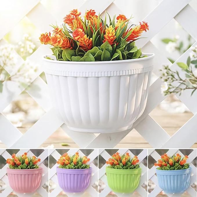 2 Pack White Plastic Wall Hanging Planters - Image 7