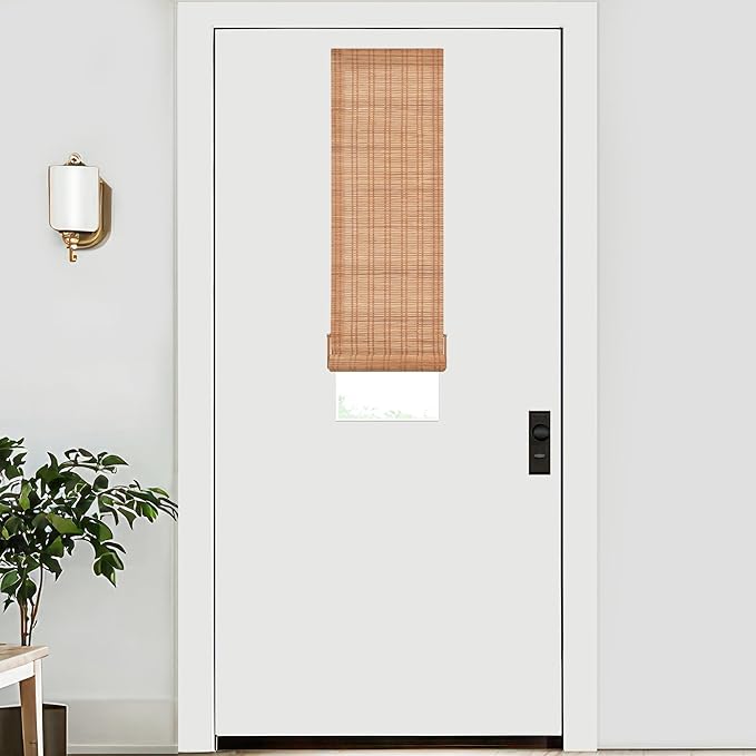 LazBlinds No Tools No Drill Bamboo Roller Shades, Cordless Bamboo Blinds by LazBlinds