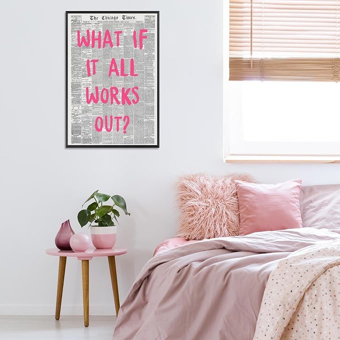 Liyark Retro Trendy Newspaper Canvas Wall Art 'What If All Works Out' Poster - Image 3