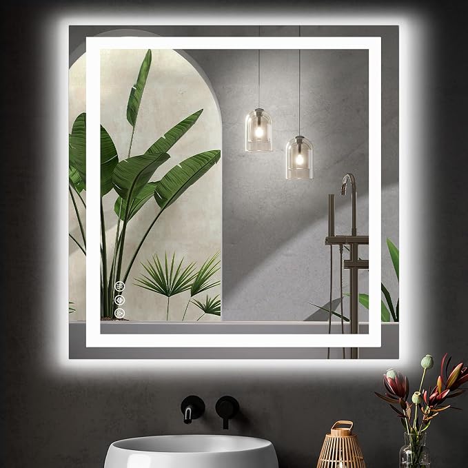 DUMOS 36.1"x36.1" LED Bathroom Mirror, Smart Anti-Fog Bathroom Vanity Mirror by DumosLifestyle