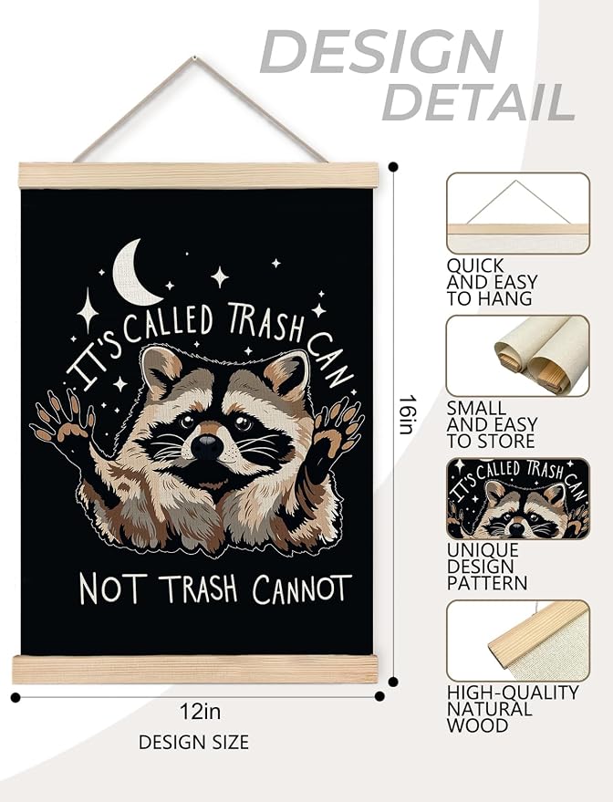 Foritho Funny Motivational Raccoon Meme Poster Wall Art Framed - Image 7