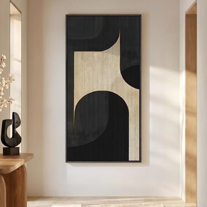 Large Framed Neutral Abstract Wall Art, Modern Minimalist Geometric Pictures by Cuspin