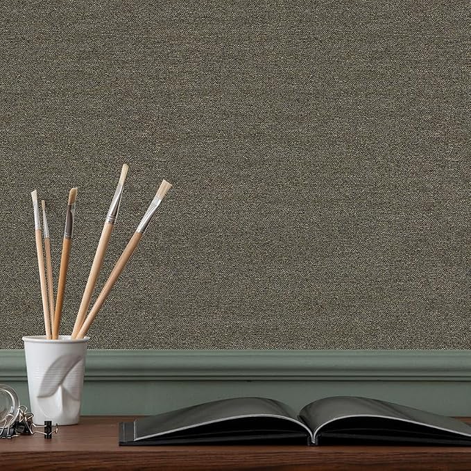 SHUFA Blended Brown Cotton-Like Textured Grasscloth Wallpaper Matte Thick Real - Image 4