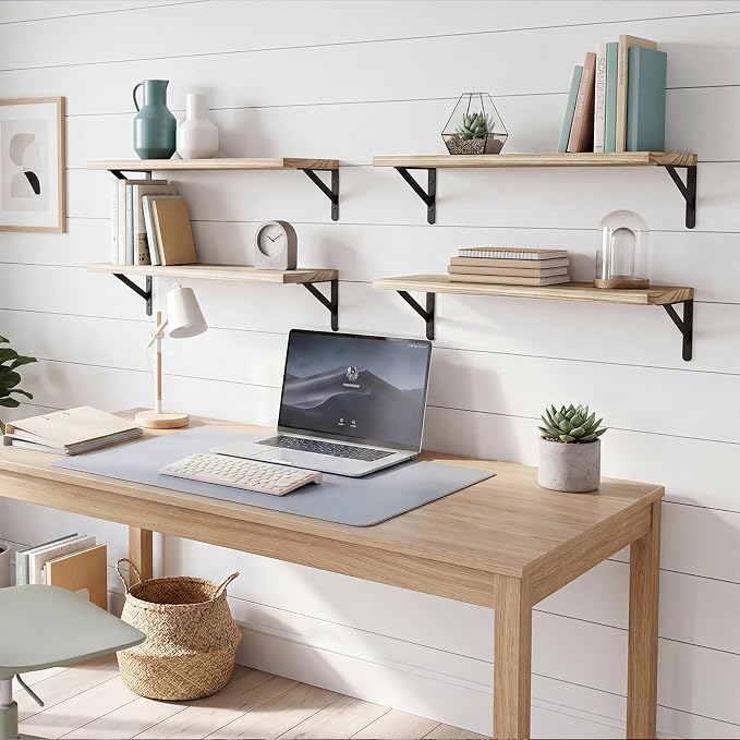 YGEOMER Floating Shelves for Wall, 23in Light Carbonized Brown Wall Shelves for - Image 5