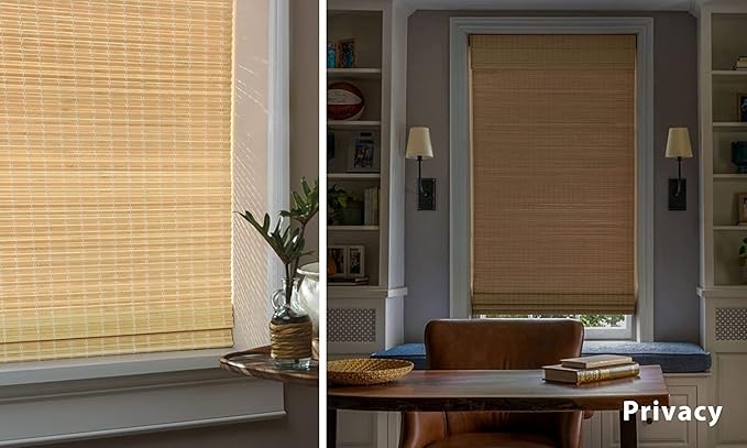 LazBlinds No Tools No Drill Cordless Bamboo Roman Shades, Privacy Window - Image 5