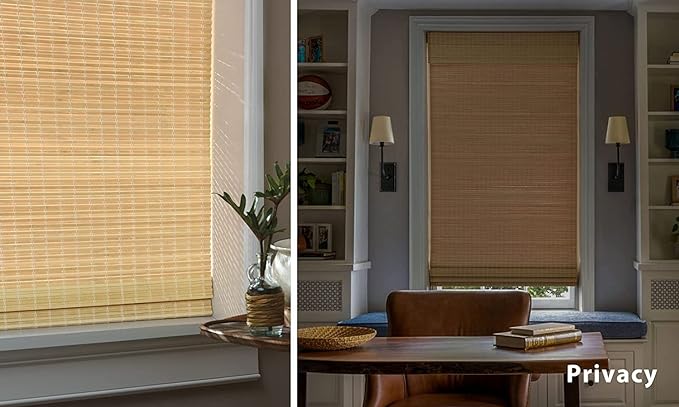 LazBlinds No Tools No Drill Cordless Bamboo Roman Shades, Privacy Window - Image 5