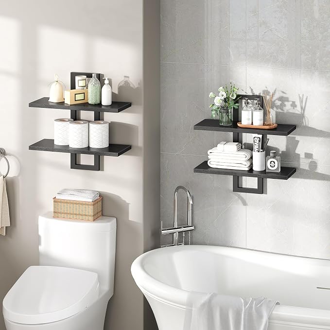 HOOBRO Floating Shelves, 15 Inch Wall Shelf Set of 2, Wall Mounted Storage - Image 4