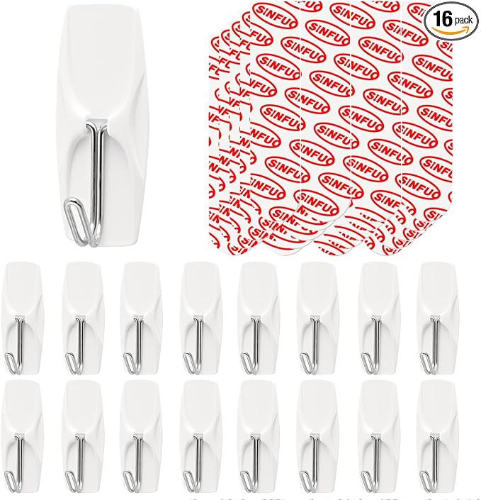 Sinfuo Wire Hooks for Wall Medium 16 Hooks, Heavy Duty Wall Hooks by Sinfuo