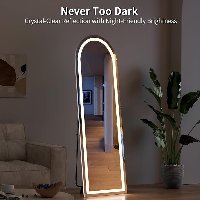 Koonmi LED Arched Full Length Mirror, Lighted Floor Mirrors - Image 5