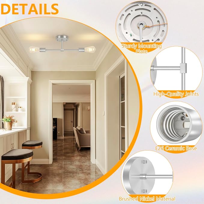 FadimiKoo 2-Light Brushed Nickel Vanity Lights - Image 4