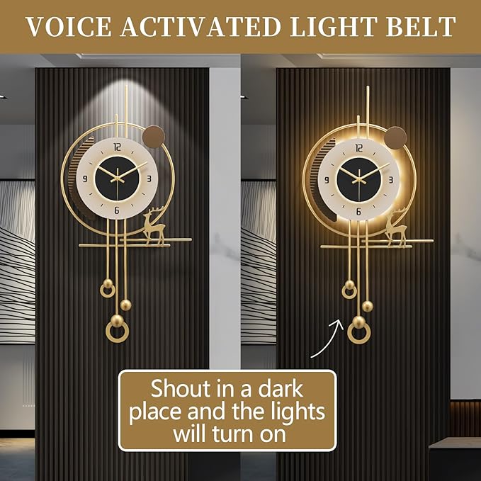 Modern Wall Clock for Living Room, Large Gold Decorative Wall Clock - Image 2
