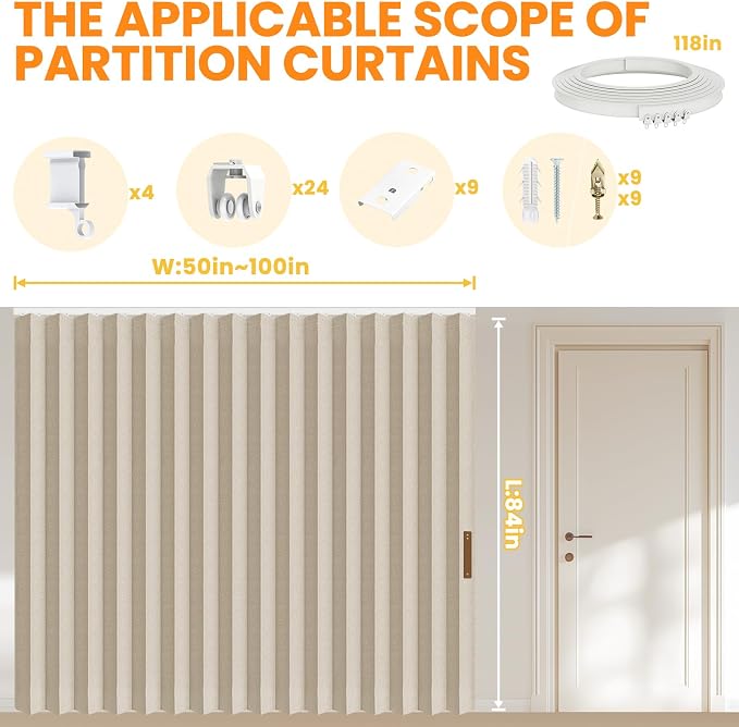 Room Divider Curtain Sets with Flexible Ceiling Track, Privacy Soundproof - Image 3