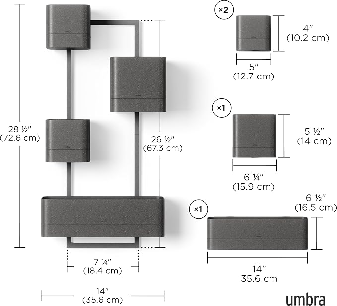 Umbra Cubiko Wall Planter with 4 Lightweight and Durable Pots - Image 3