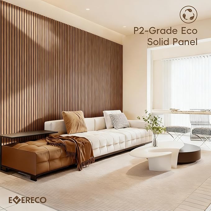 EVERECO 6 Pack Wood Slat Acoustic Wall Panels 92.5" × 7.87", 3D Sound Absorbing - Image 6