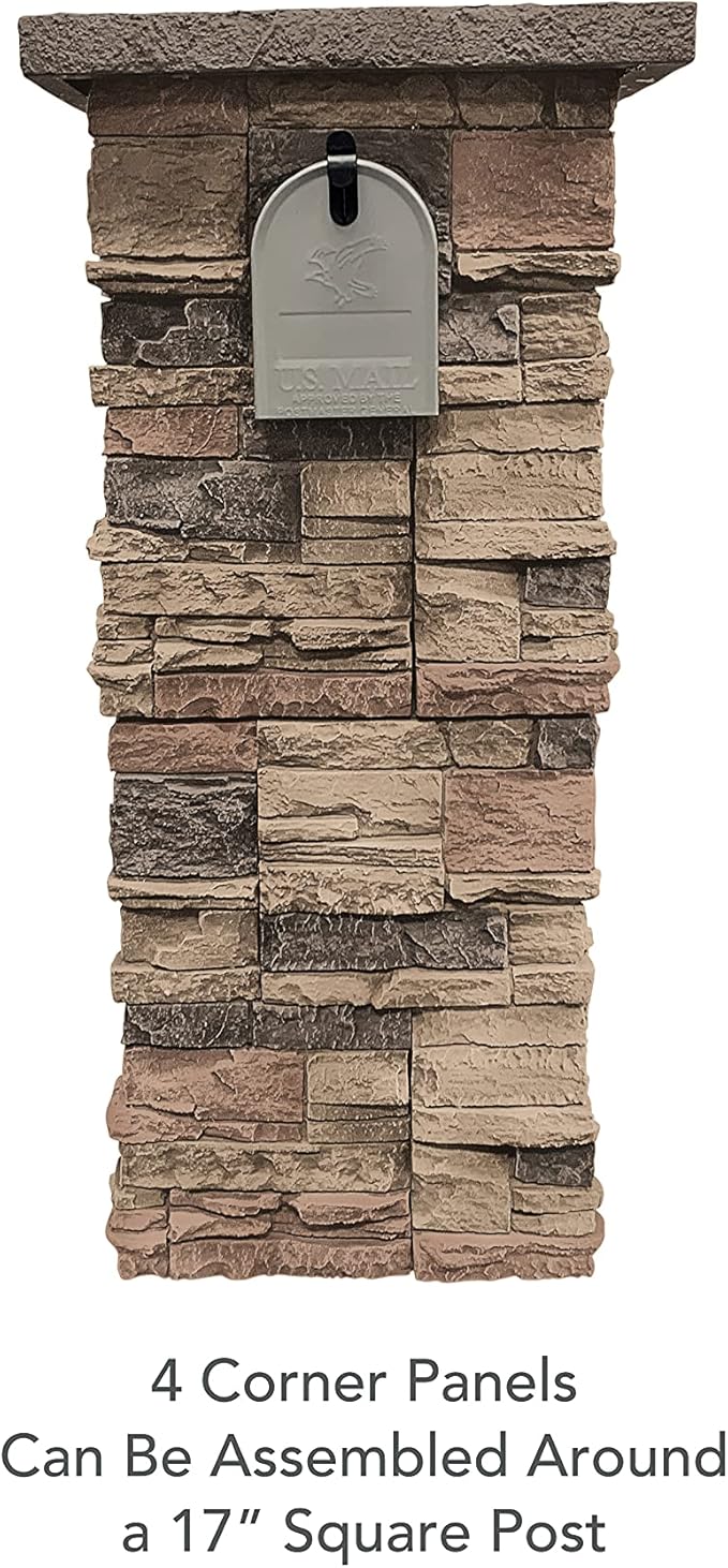 GenStone Faux Stacked Stone 90 Degree Outside Corner Panel 22.5" x 12" in - Image 2