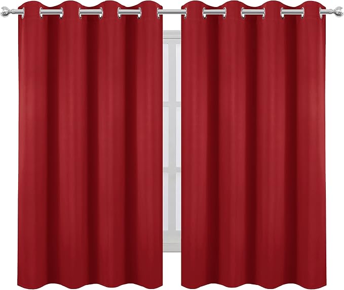 LEMOMO Bright Red Blackout Curtains 52 x 54 Inch Length/Set of 2 Curtain - Image 2