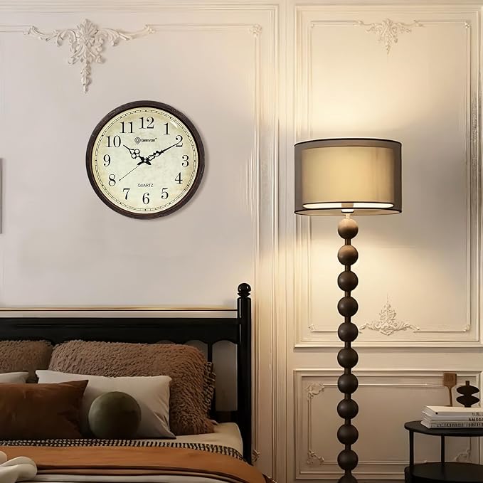 Geevon Vintage Brown Wall Clock, Silent 16" Non Ticking Wall Clock Battery - Image 9