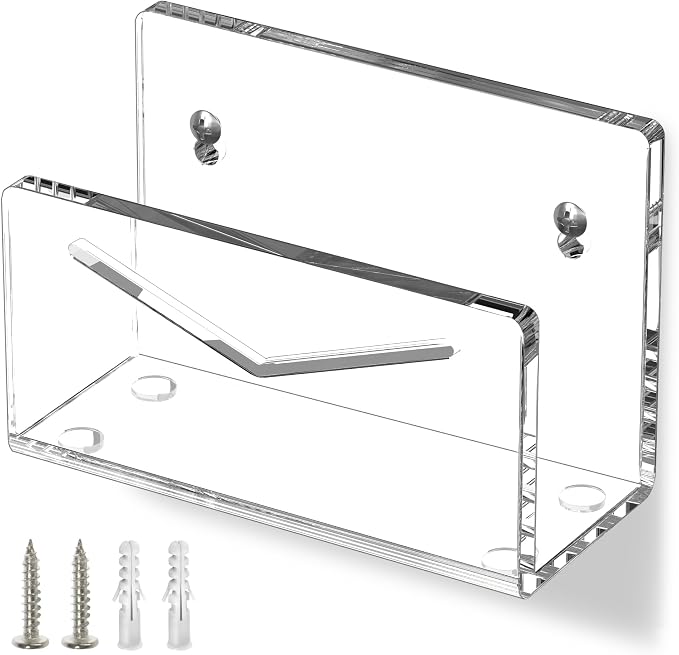 FUCDTEFC Acrylic Mail Holder, Mail Organizer Wall Mounted Clear File Letter by FUCDTEFC