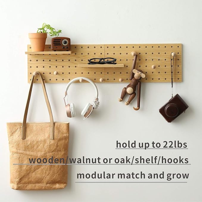 Wooden Pegboard Modular Display Organization Storage Wall Hooks Shelf - Image 6