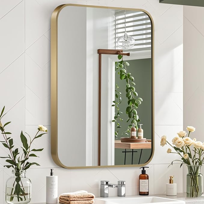 Gold Mirror, 20x28 Inch Framed Rectangle Mirror - Image 4