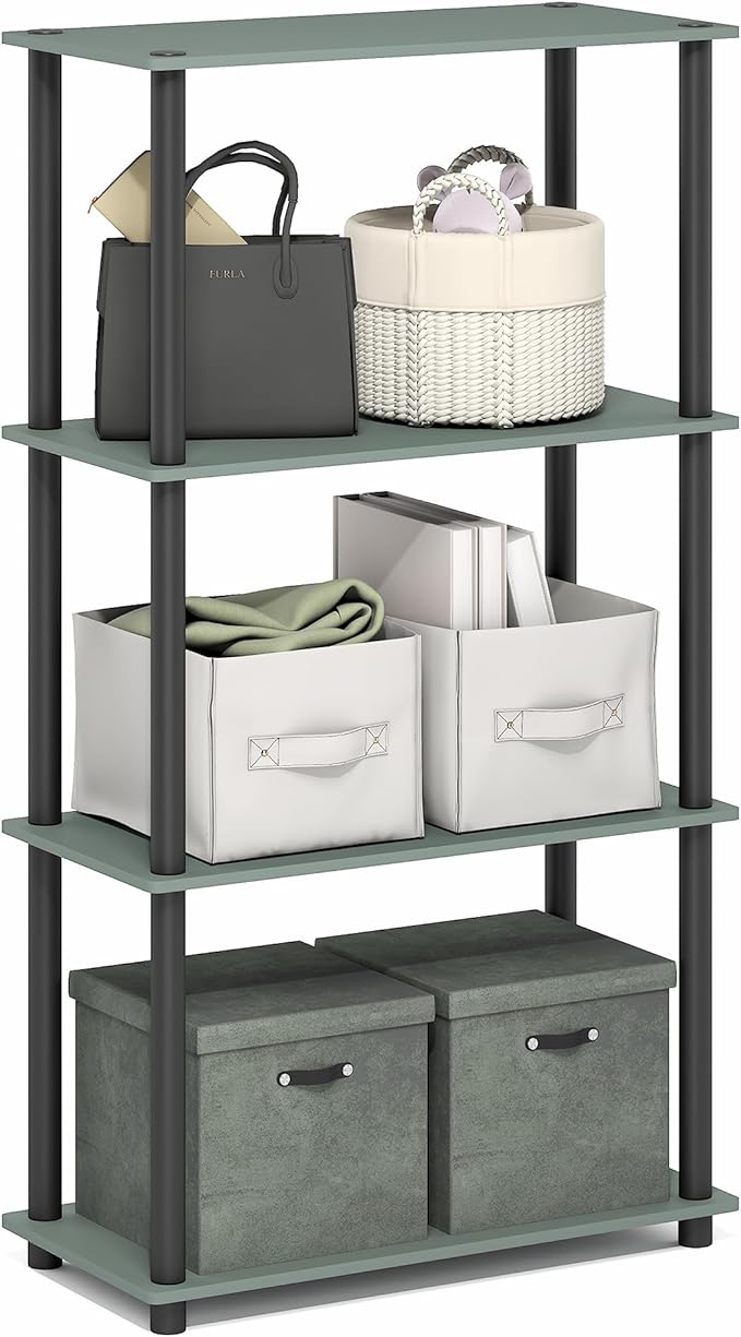Furinno Turn-N-Tube Storage Shelves, 4-Tier Toolless Book Shelf, Corner Shelf by Furinno-FitsYourSpaceFitsYourBudget