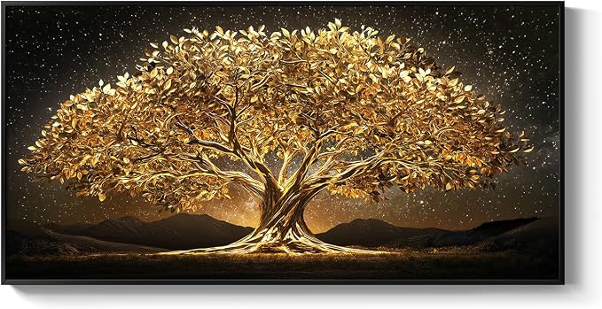 Large Framed Black and Gold Tree of Life Wall Art, Modern Luxury Tree Painting - Image 8