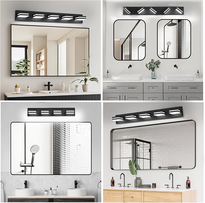 IZORRO LED Modern Bathroom Lights Fixtures, Matte Black Acrylic Wall Lighting - Image 8