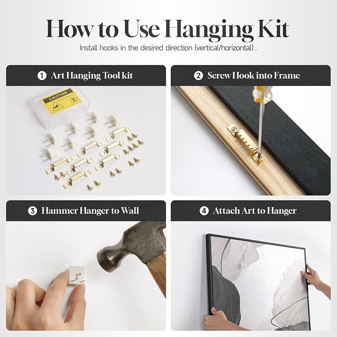 Large Framed Black and White Abstract Wall Art - Image 7